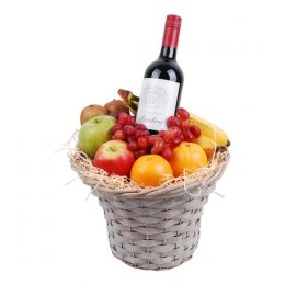 Fruitmand hoog met Rode wijn